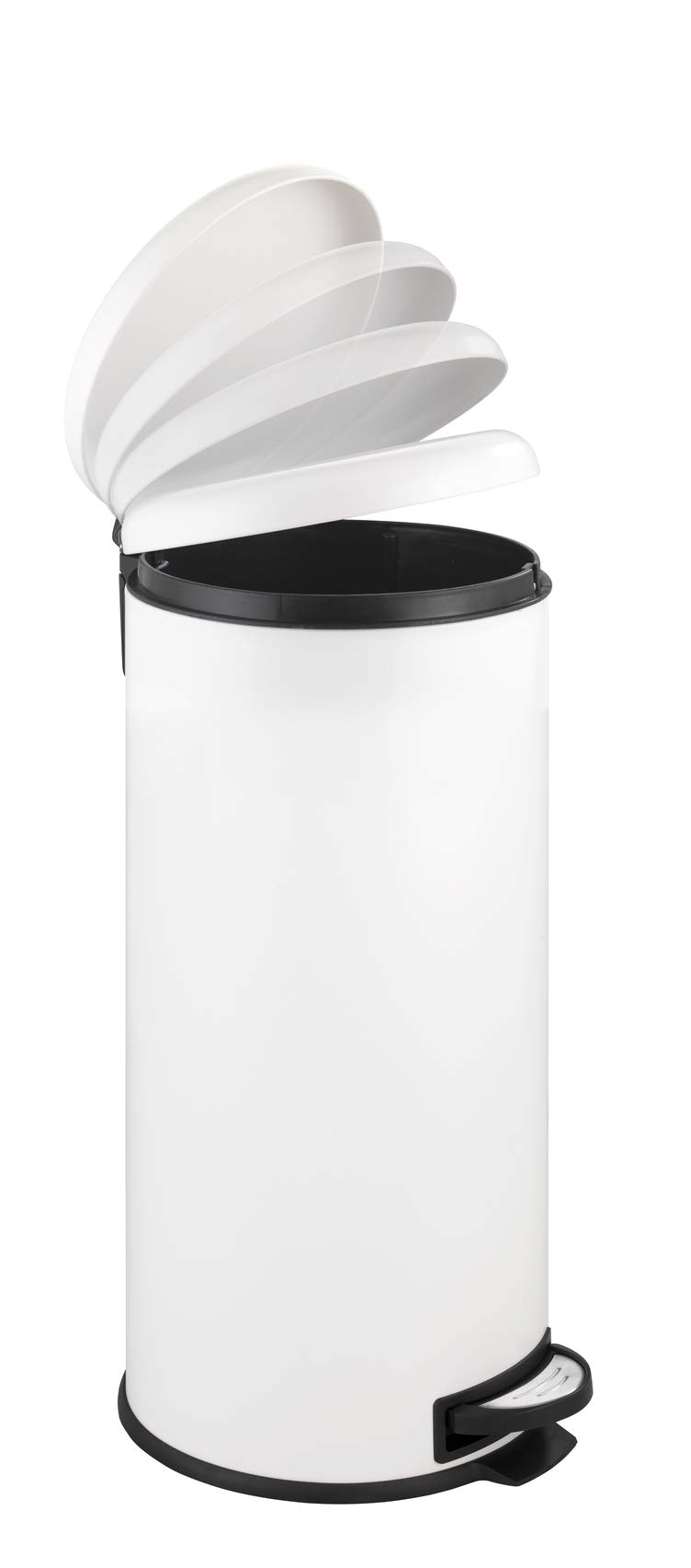 WENKO Treteimer Leman Easy Close Weiß 30 L - Kosmetikeimer, Mülleimer mit Absenkautomatik Fassungsvermögen: 30 l, Stahl, 30.5 x 64 x 37.5 cm, Weiß, 64 x 37.5 x 30.5 cm