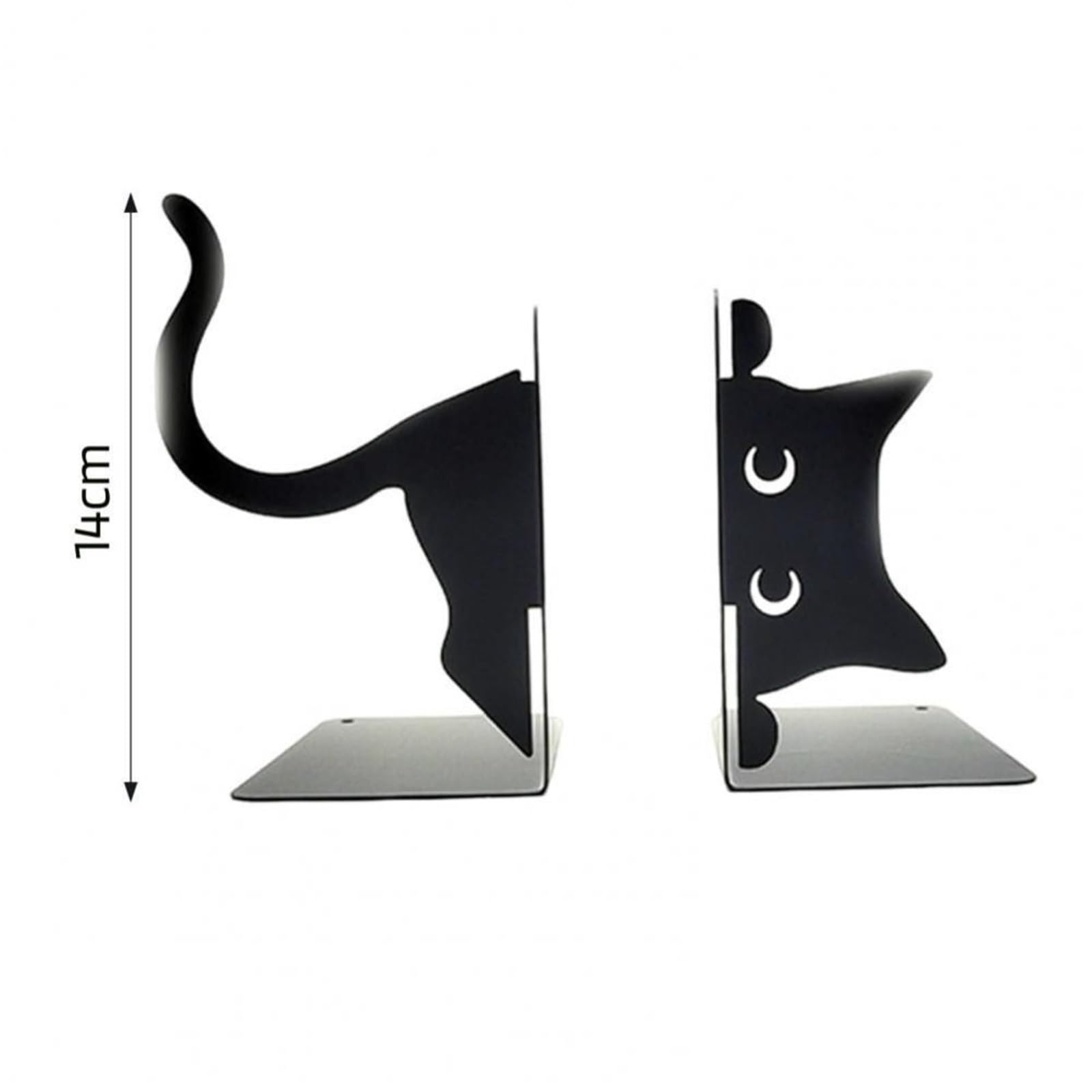 Buchstützen Niedliche, skurrile Buchstützen aus Metall mit abgerundeten Kanten, Schwarze Buchhalter, Dekoration for Büro und Bibliothek