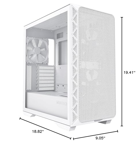 Image of Montech AIR 903 Base, E-ATX Mid Tower Case, High Airflow with Max Capacity, 3X 140mm PWM Fans Pre-Installed, Tempered Glass Side Panel, Mesh Front, Type-C, Support 4090 GPUs, White