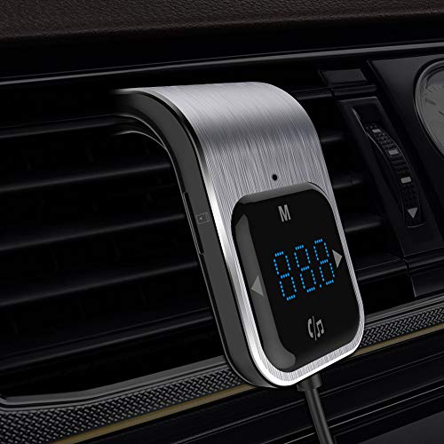 FOIIOE - Transmisor FM Bluetooth para Coche, Adaptador de Radio inalámbrico Bluetooth 5.0 con Llamadas Manos Libres, Carga Dual USB, Reproductor de música Compatible con USB y Tarjeta TF