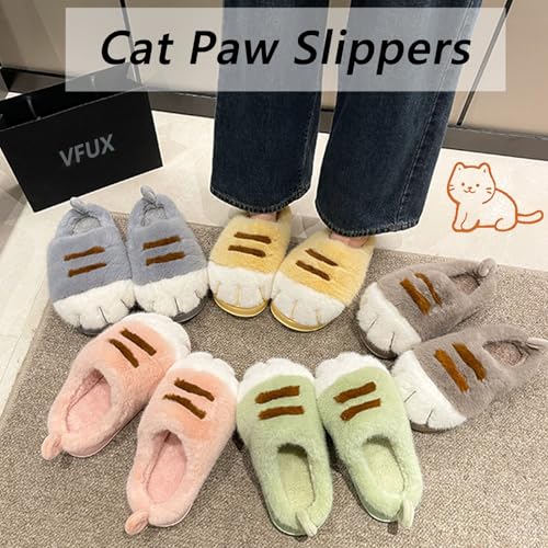 Cute Cat Paw Slippers for Women, 3D Fluffy Cat Paw Slipper, Cozy Furry Warm Winter Kitty Paw Shoes for House Indoor Outdoor2