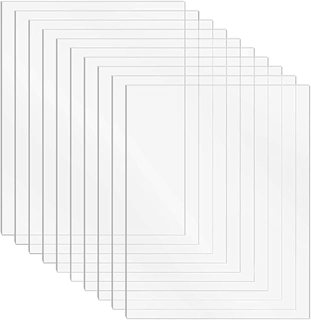 DARENYI 10 Pcs Acrylic Sheet Clear Plastic Sheet 1mm Transparent Acrylic for Drawing, Printing, Craft DIY, Picture Frame etc(25 x 20cm)