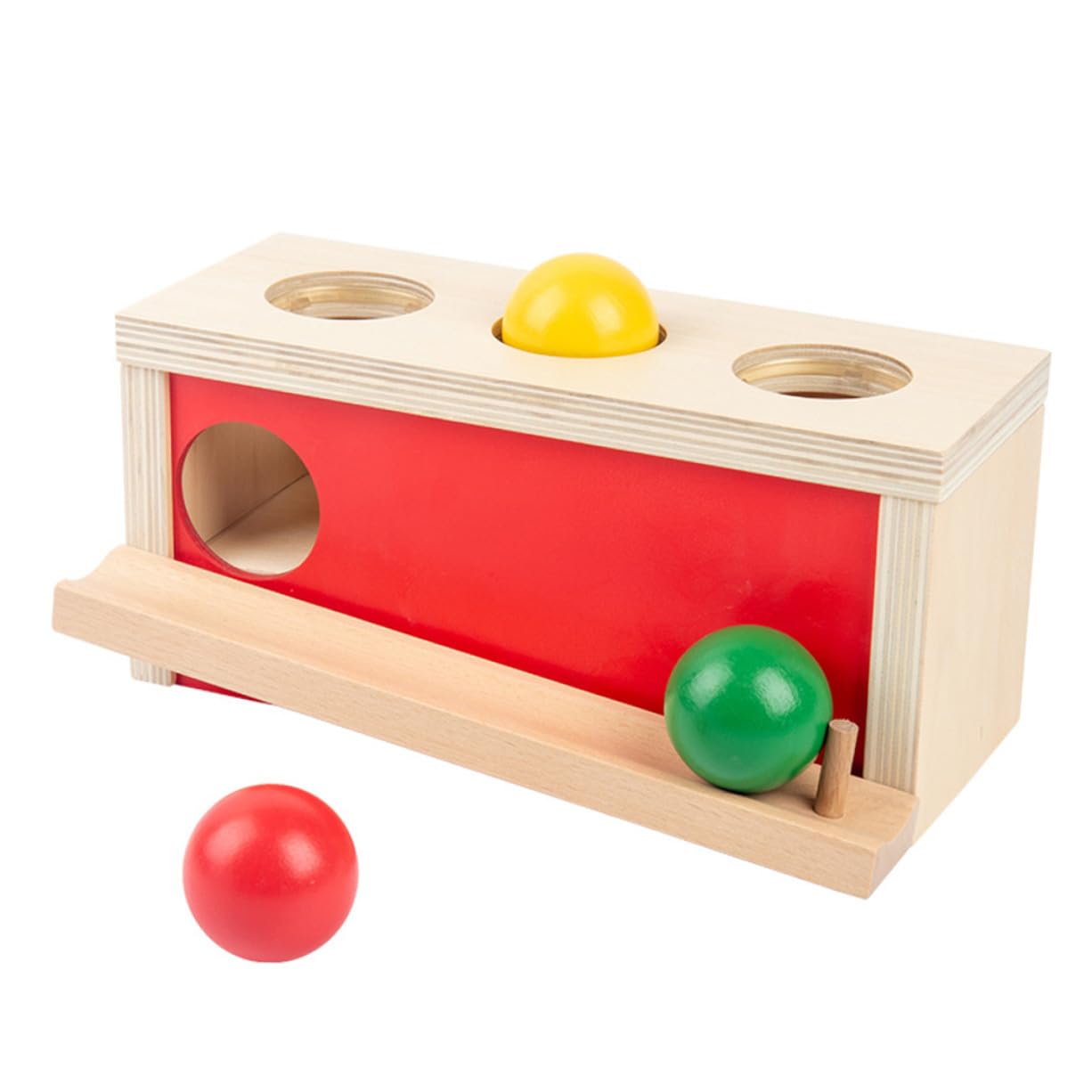 Juguete Educativo de Madera para Coordinación Mano-ojo, Bolas de Decoracion | 1 Set Rojo, Entrenamiento de Presión y Agarre, para Guardería y Juego en Casa