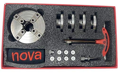 Nova 48290 Premier Pro-Tek G3 Chuck Kit With Pro-Tek 2" Jaw Set, Woodworm Screw, & Accessories, Bundled With Nova Isns 5/8" Plain Bore Insert (To Fit Shopsmith Etc.) #TOP4