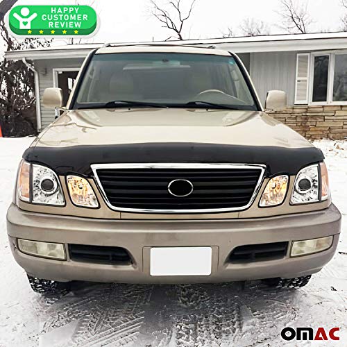 Omac Front Bug Deflector For Lexus Lx470 1998 To 2007, Hood Protector, All Weather, Black #TOP2