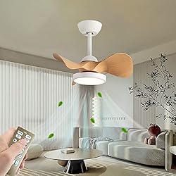 Lampara Ventilador Vintage ATEEZ lampara ventilador techo dormitorio led Luz Regulable 6 velocidades y mando a distancia ventilador de techo con luz reversible dc motor silencioso lampara ventilador vintage salon dormitorio