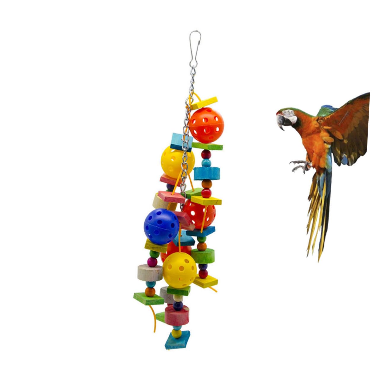 DOITOOL 3piezas Juguete Colgante para Pájaros Bloques De Madera y Bolas Huecas Diversión y Ejercicio para Periquitos Cotorritas y Loros Material Seguro para Mascotas