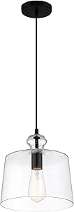 Minka Lavery 2335-66A Clarity Pendant, 1-Light, 60 Total Watts, 10-in H x 10.75-in W, Coal Black