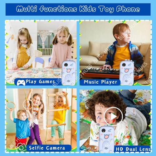 Image of Kids Smartphone Toy with MP3 Music Player Dual Camera for Selfies in-Built Games 2.4 inch Screen 8MP Camera Toys for Boys & Girls (Blue)