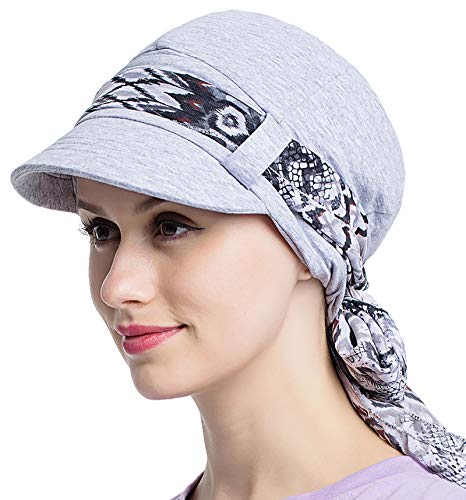 JarseHera Chemo Hats for Women Bamboo Cotton Lined Newsboy Caps with Scarf Double Loop Headwear for Cancer Hair Loss