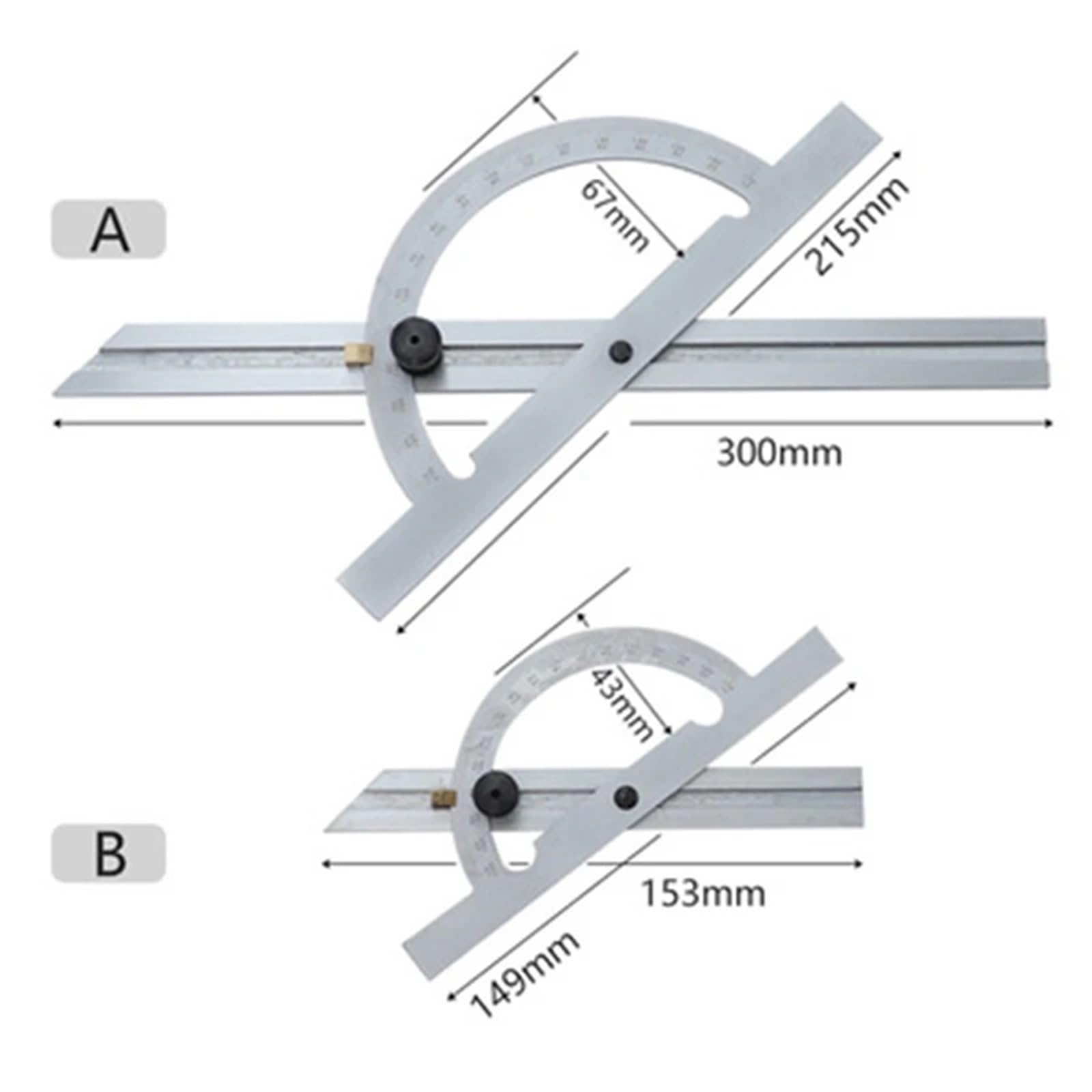 Rapporteur d'angle, Rapporteur d'angle réglable en acier inoxydable, outils de jauge d'angle 10-170 °, outils de mesure d'étrier en acier inoxydable(153mm)