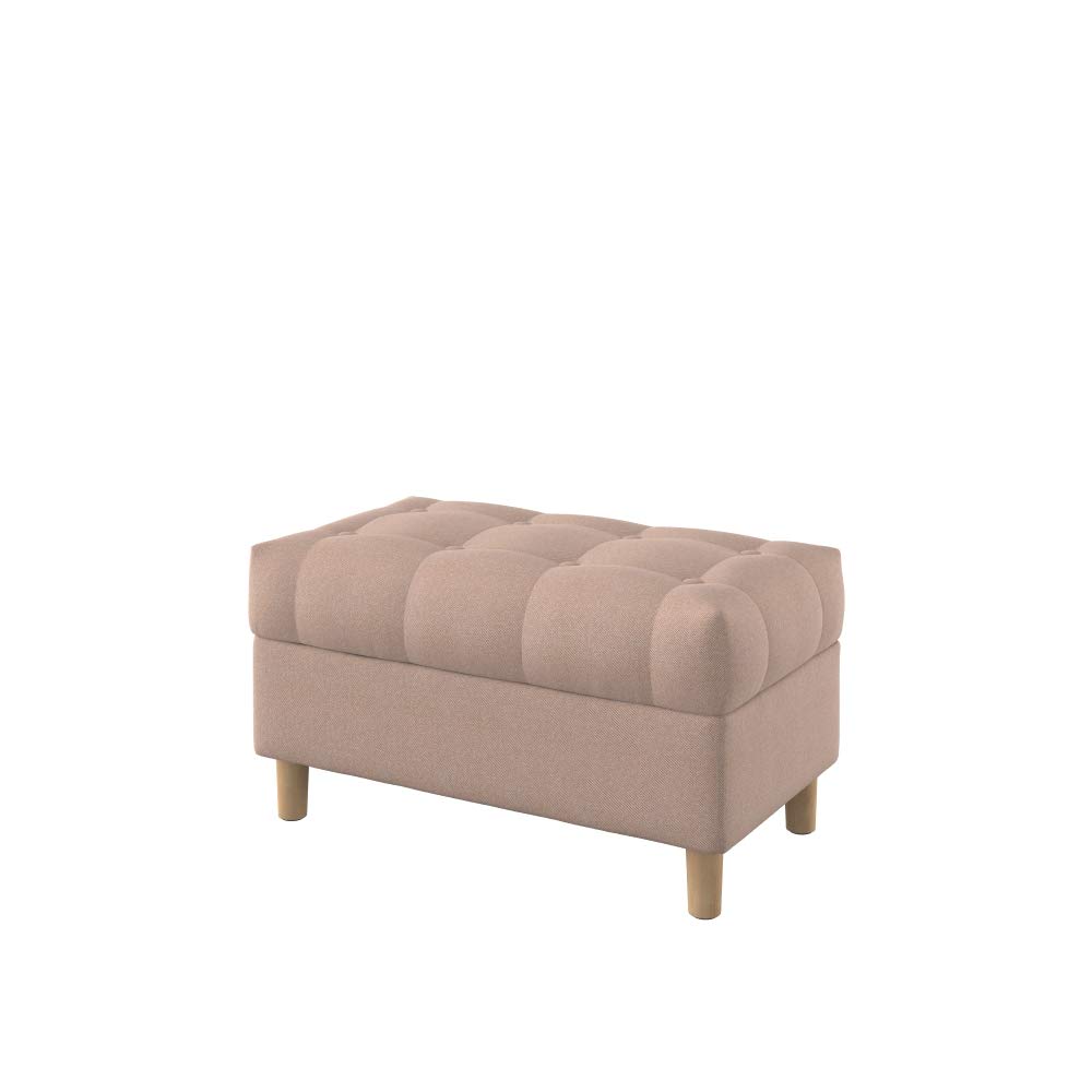 Banco de Almacenamiento Tipo Ottoman tapizado capitoné con Botones, Patas Redondeadas, 80 cm de Ancho, Nordic Beige Tela (Repelente al Agua), Beige