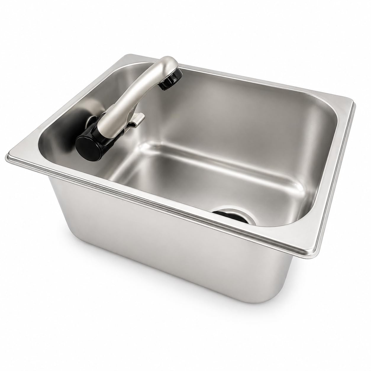 Fregadero Camper con Grifo 12V y Desagüe 32x26 – Ideal para Kit Camper Furgoneta, Lavabo Caravana y Cocina Camper, Ideal para Muebles Camper