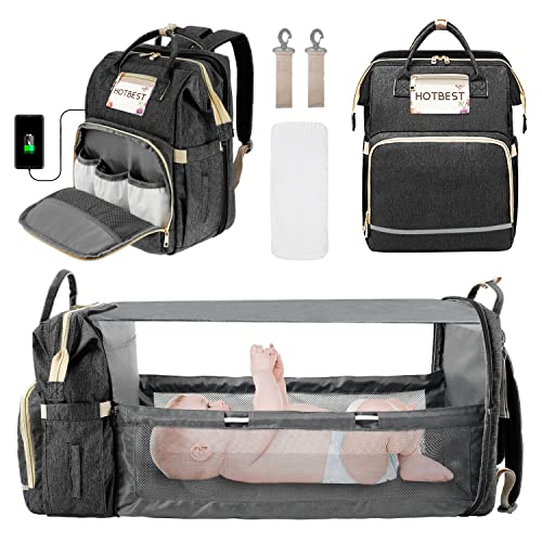 Image of 3 in 1 Backpack Diaper Bags for Baby Boys Girls, Portable Mommy Bag for Newborn Essentials Must Haves Organizer with Stroller Hook, Large Capacity Waterproof Travel Bags for Mom Dad