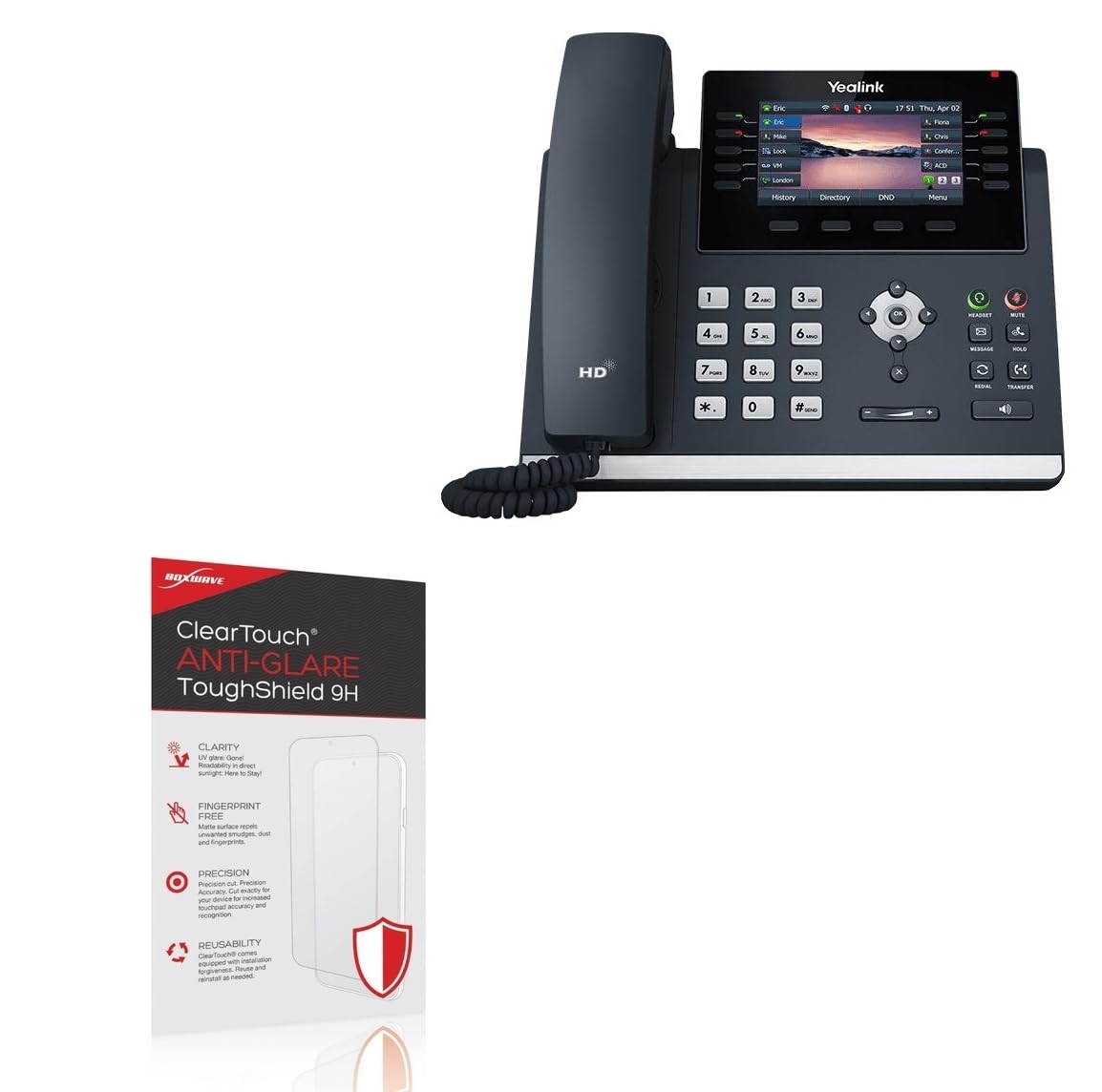 BoxWave Screen Protector Compatible with Yealink SIP-T46U - ClearTouch Anti-Glare ToughShield 9H (2-Pack), Anti-Glare 9H Tough Flexible Film Screen Protector