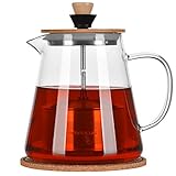 Túasia 18/10 Stainless Steel Infuser Blooming and Loose Leaf Teapots,Borosilicate Maker 32oz, Glass Tea Kettle Stove Top, P-1
