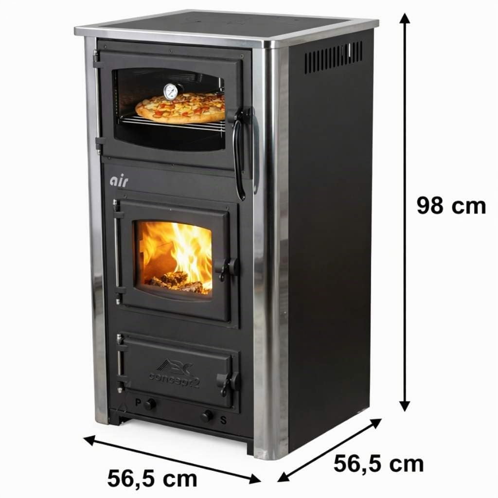 Kaminofen mit Backfach und Herdplatte ABC Concept 2 Air Mini Mehrfachbelegung Holzofen 10 kW Kamin Ofen Holz Werkstattofen Schwedenofen Hüttenofen Heizofen Holzofen