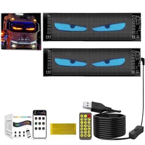 Paquete de 2 luces Devil Eyes for automóviles, tienda Editar texto Graffiti, pantalla suave de lámpara de ojos colorida for ventanas de automóviles, ojos LED for automóviles, pantalla LED flexible for