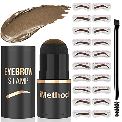 iMethod Eyebrow Stamp and Eyebrow Stencil Kit - Eyebrow Stamping Kit for Perfect Eyebrow Makeup, Eyebrow Pomade, 20 Eye brow Shaping Kit, Easy to Use, Long-lasting, Light Brown