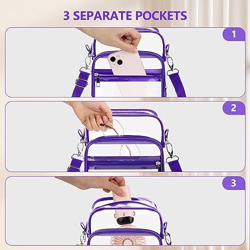 Image of Blvornl Clear Crossbody Bag with Adjustable Shoulder Strap, Stadium Approved PVC Purse Bag, Messenger Bag