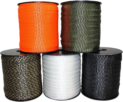 Polyester Webbing - Durable Flat Rope, Rapid Rope, Wire Pulling Rope - Heavy-Duty, All-Weather Pull Tape for Gardening, Hiking, Camping, Survival, and...