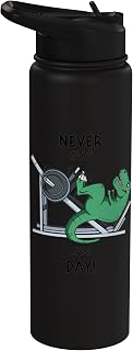 Never Skip Leg Day! T-Rex Dinosaur Dino Lover Gym Workout Stainless Steel Insulated Water Bottle