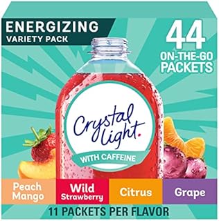 Crystal Light Energy Citrus, Grape, Peach Mango, & Wildy Strawberry Powdered Drink Mix Singles Variety Pack (44 ct. On-the-Go Individual Packets)