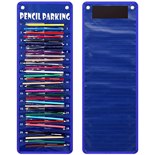 Bleistifttasche Chart Bleistift Parktasche Chart Bleistift Spender Organizer Halter Nylon Stoff mit Ösen und Magnetstreifen für Kinder Lehrer Klassenzimmer Schule Aufbewahrungszubehör (blau) Cover
