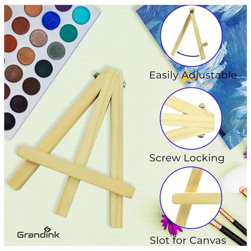 Image of Grandink 6 Inch Screw A-Frame Wooden Easel 12mm (Pack of 10) | Adjustable tabletop easels , ideal for painting, photos, signs, crafts, kids & students.
