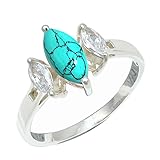 Laborgezüchteter Türkis Edelstein für Herren und Damen in allen Größen Sterling Silber Handgefertigter Band Ring Geschenkartikel Schmuck CRG1244BU24_(70 (22.3))