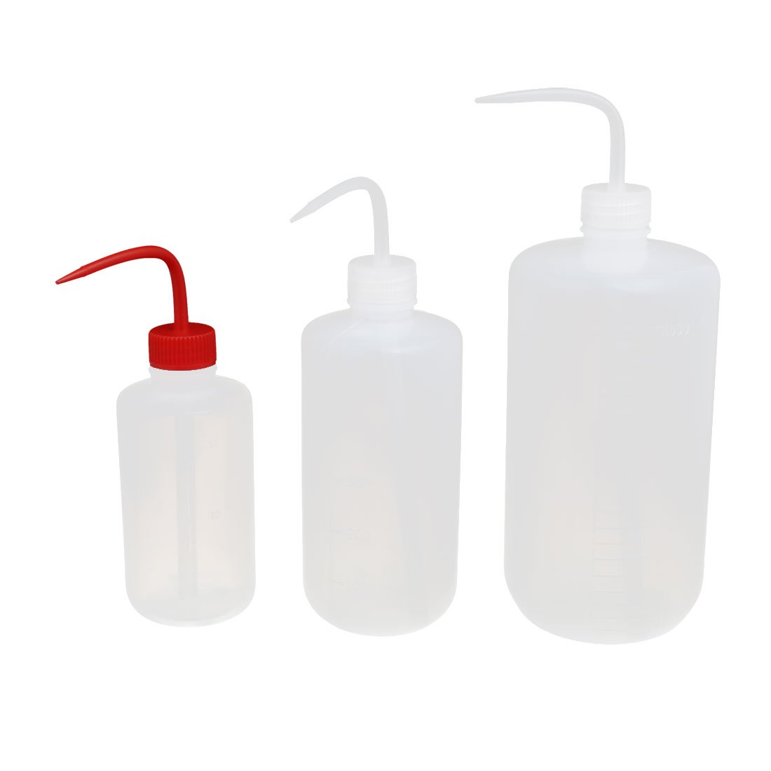 Aexit Clear LDPE gauge Cylindrical Squeezing Measuring Bottle Set 250ml 500ml 1000ml