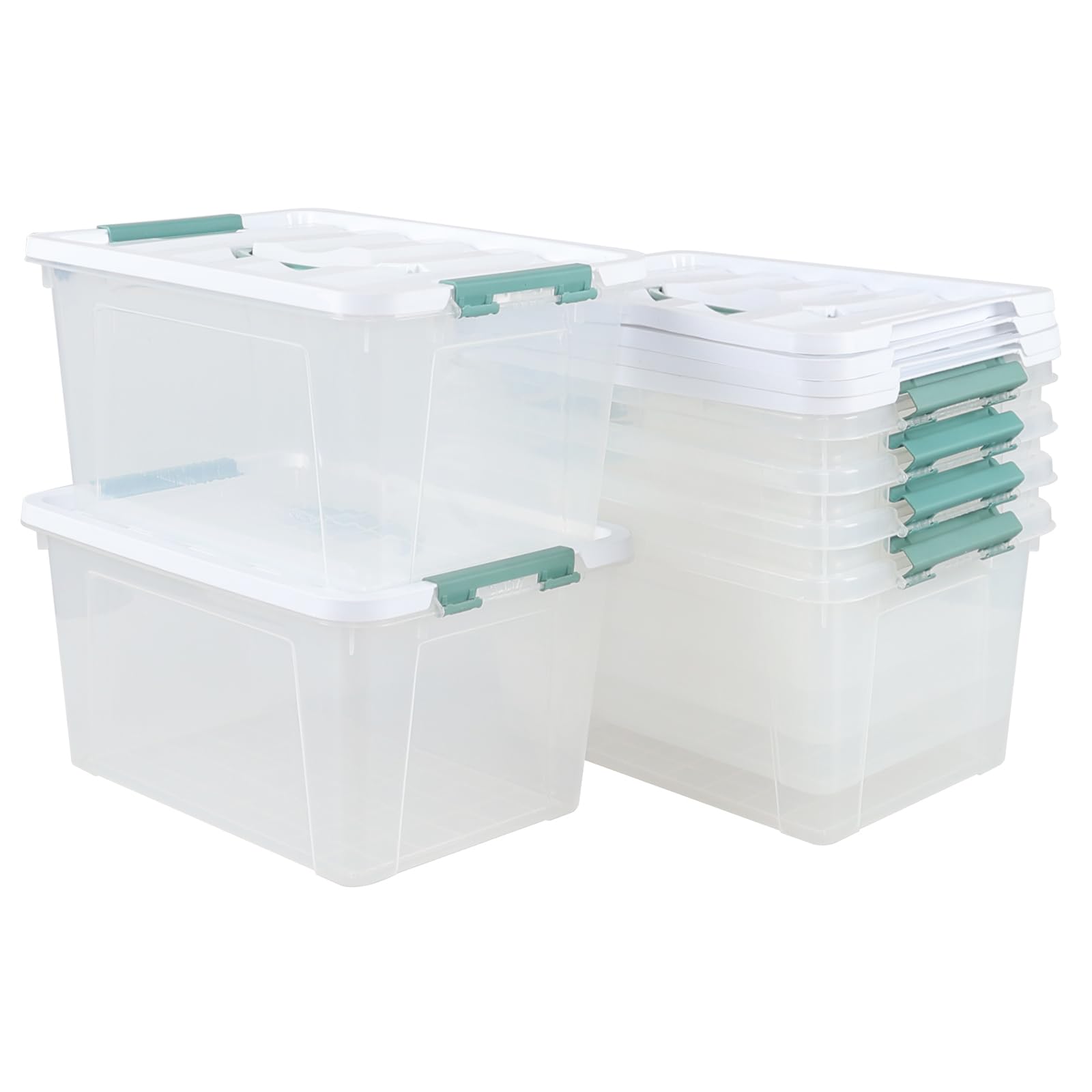 Saedy 14 Quart Plastic Storage Bin with Lid, 6 Packs Clear Latching Box