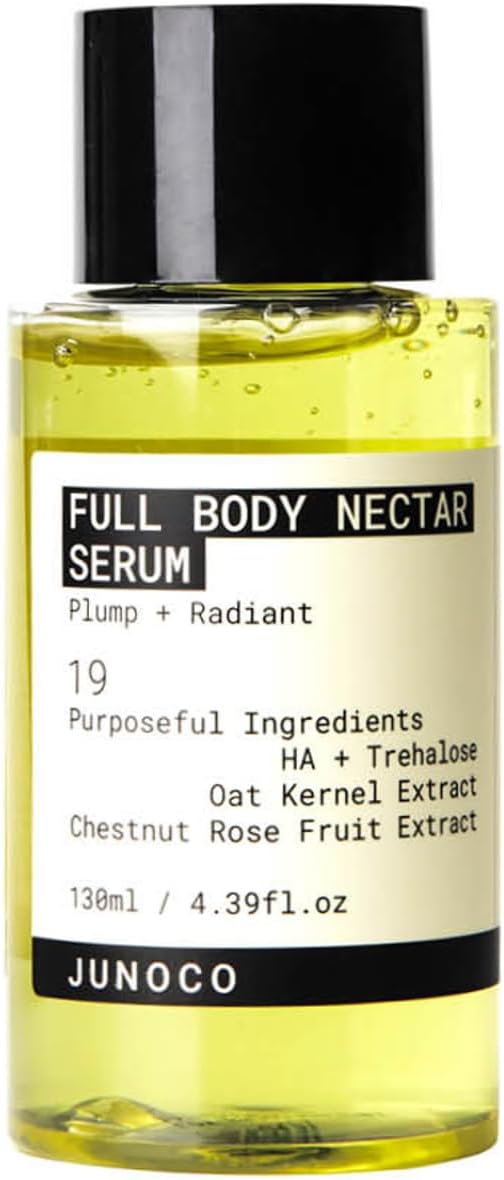 JUNO & Co. Full Body Nectar Serum – Lightweight Hydrating Body Serum with Hyaluronic Acid, Oat Kernel & Chestnut Rose Extracts, Fast-Absorbing Gel Texture, 130 ml / 4.39 fl oz.