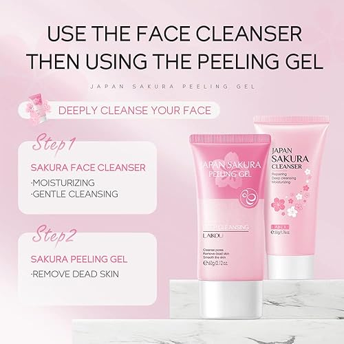 Miniatura 4 de AKARY Sakura - Gel de pelado para piel muerta - Cuidado de la piel limpio facial y corporal elimina la piel muerta y el tono de piel firme para