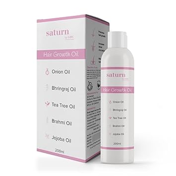 Saturn by GHC Onion Hair Oil Prevents Hair Fall & Promotes Softer, Stronger, Thicker Hair Growth For Women, Powered With Onion Oil & Bhringraj Oil, Paraben, SLS & Sulphate Free (200 ml - Pack of 1)