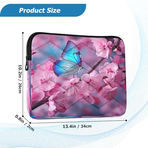 Funda para laptop 13-14 pulgadas azul con flores rosas miniatura 3