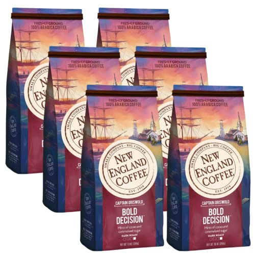 Image of New England Coffee Bold Decision Dark Roast Ground Coffee, 10oz Bag (Pack of 6)