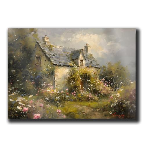 Rose Garden Wall Art, Vintage Flowers Art, Cottage Core Decor, Country Landscape Art Print, Wildflower Meadow Landscape, Vintage Botanical Print, Watercolor, Poster