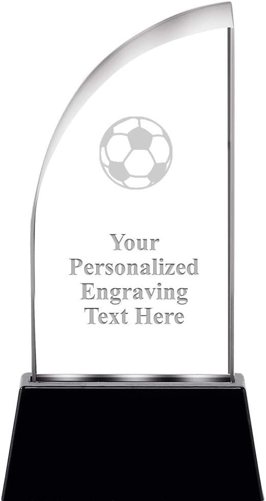 Soccer Ball Sail Radianz Light Up Crystal Award, 6.5" Personalized Soccer Ball Real Crystal Trophy, Customize Now with Your Own Engraving
