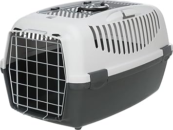 Trixie: - Capri 3 Pet Carrier | Made with Biodegradable Plastic, Perfect for Cats, Dogs, Rabbits and Other Small Animals | Can Hold Upto 8 Kg - 40 ? 38 ? 61 cm, Grey