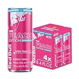 Red Bull Peach Edition Sugarfree Energy Drink, White Peach, 8.4 fl. oz., Pack of 4, with 80mg Caffeine, Taurine & B Vitamins