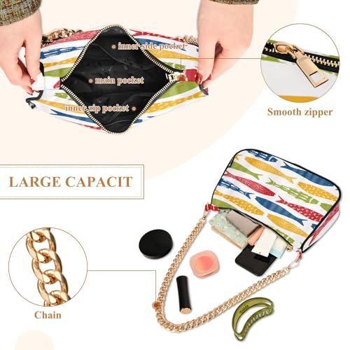 Shoulder Bag for Women Sardine Shoal Fish Crossbody Bags with Removable Straps and Zipper Closure Clutch Tote Handbags Purses 5