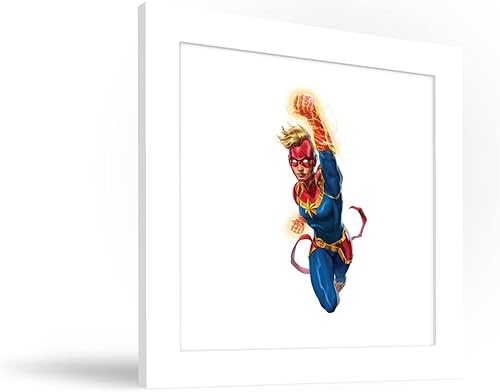 Miniatura 2 de Trends International Gallery Pops Marvel Comics Avengers - Póster de pared de Capitana Marvel, 12 x 12 pulgadas, versión enmarcada en blanco