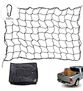3'x4' Super Duty Trailer Truck Bed Cargo Net Stretches to 6'x8', Small 4”x4” Mesh Holds Small and...