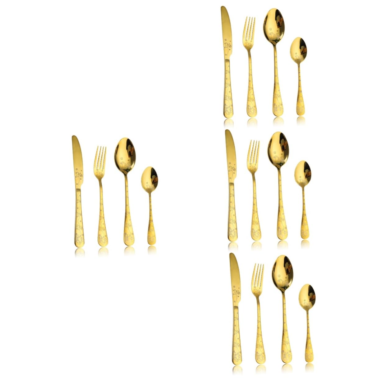 TOPBATHY 4 Juegos Juego de Cubiertos de Navidad vajilla de Comida para Banquetes Cubiertos de Filete de Banquete cuberteria cucharas navideñas Juego de Cubiertos Acero Inoxidable