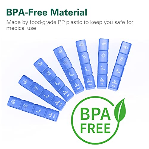 Image of XL Pill Organizer 4 Times a Day, BUG HULL Extra Large Weekly Pill Box Case, 7 Day Vitamin Container Daily Pill Holder for Cod-liver oil, Vitamins, Supplements (Royal Blue)