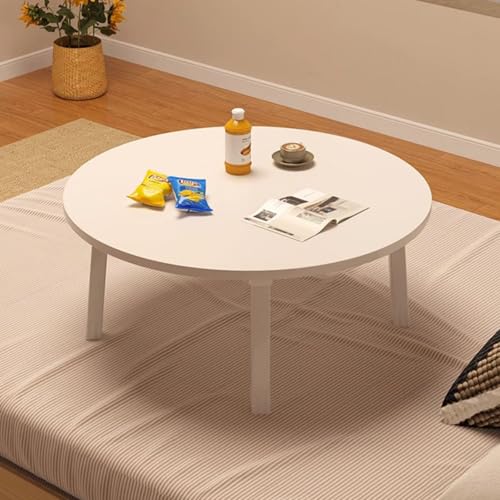 KUNRUI Mesa de Centro Redonda Plegable, Mesa de Comedor de Suelo Mesa Baja de Camping, Mesa de Asiento con Patas de Acero, Estudio Escritura Juegos de Azar Desayuno Mesa de Servir(Style 2)