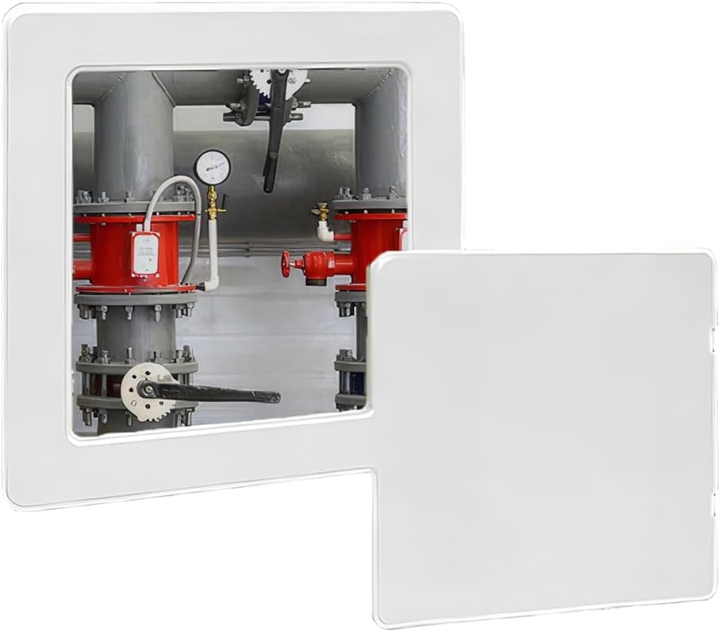 Commercial Inspection Access Panel with snap-on flip Cover, Waterproof abs and self-Adhesive 3m Backing, Access Panel for wall Hole Cover and Plumbing Repairs(8 6/7 * 8 6/7 in)