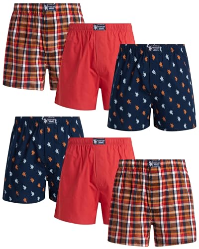 U.S. Polo Assn. Men's Underwear - Woven Boxers with Functional Fly (6 Pack)