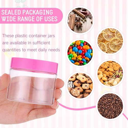 Image of Patelai 4 Pcs Plastic Jars Wide Mouth with Lids,6 Ounce,Pink
